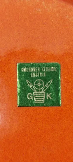 Gmundner Keramik Vase – Höhe ca. 27 cm, orange glasiert, gemarkt Gmunden Austria – Vorschau 4