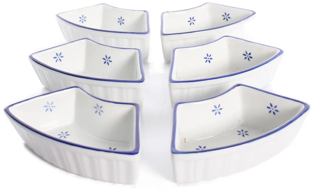 Vintage Servierset aus Keramik mit Korb – 7-teilig, rund – Bild 4