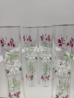 DeValbor Trinkgläser 4er-Set mit Irisblüten | Italienischer Retro-Charme - Bild 4