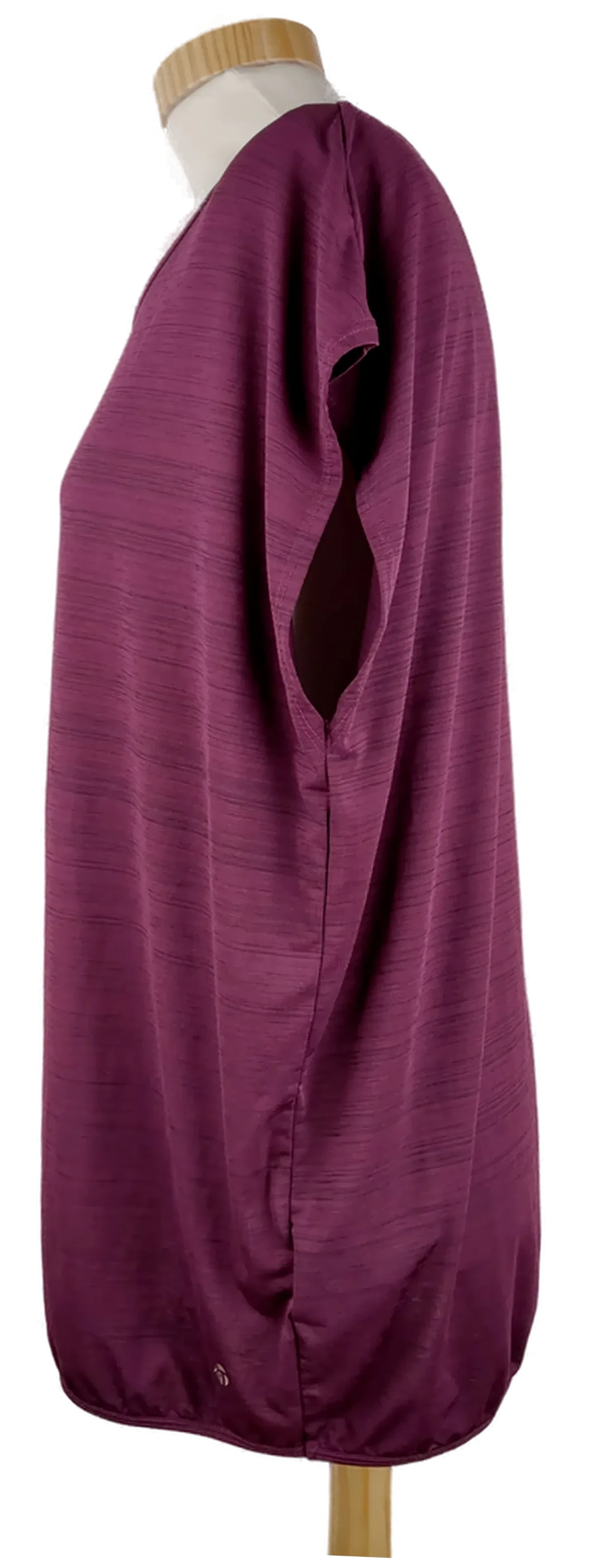 Funktionsshirt 'Active Essentials by Tchibo', kurzarm mit Rundhalsausschnitt, aubergine/schwarz meliert, Größe L – Bild 2