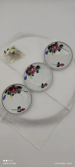 Lilien Porzellan Mokka-Untersetzer 3er | Vintage-Schatz - Bild 2