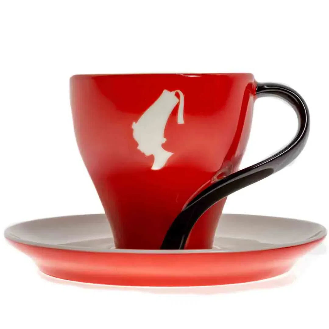JULIUS MEINL 10-teiliges Set aus Kaffee- und Untertassen in rot-weiß-braun - Bild 1