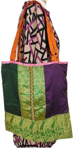Patchwork Tote Bag Seide, Brokat | Thai-Boho-Schatz - Bild 2