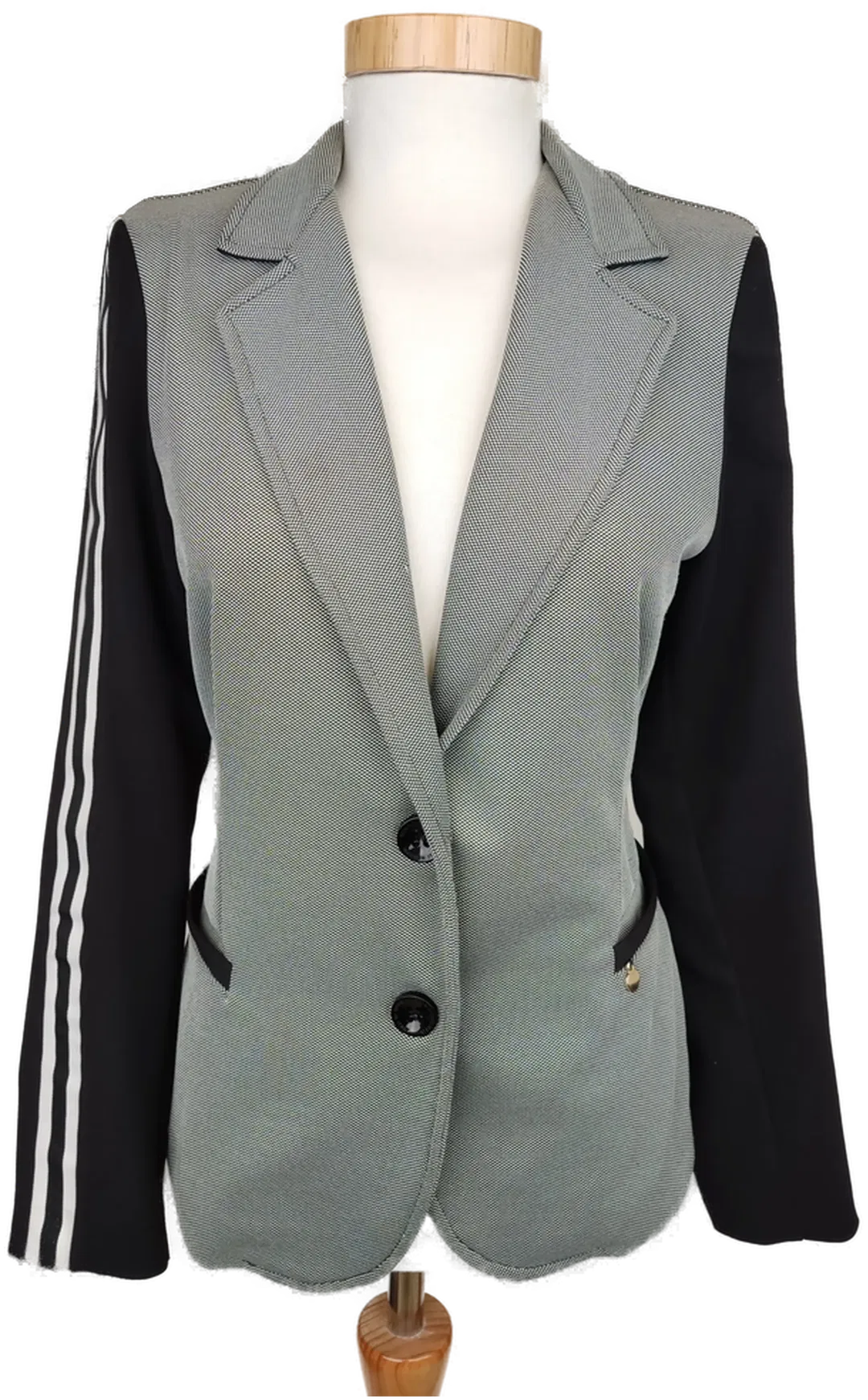 Rinascimento Damen Blazer grau/weiß/schwarz mit gestreiften Ärmeln - S/36 - Bild 1