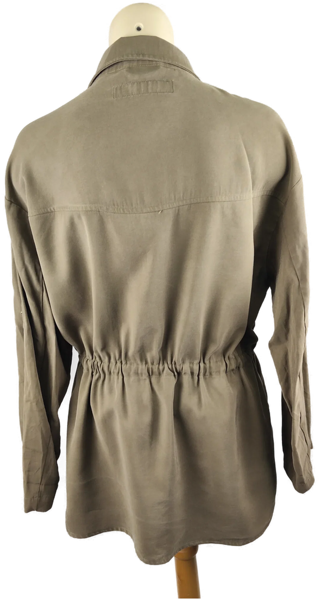 Zara Damenbluse in Olivgrün mit Bindebund | Casual-Chic – Bild 3