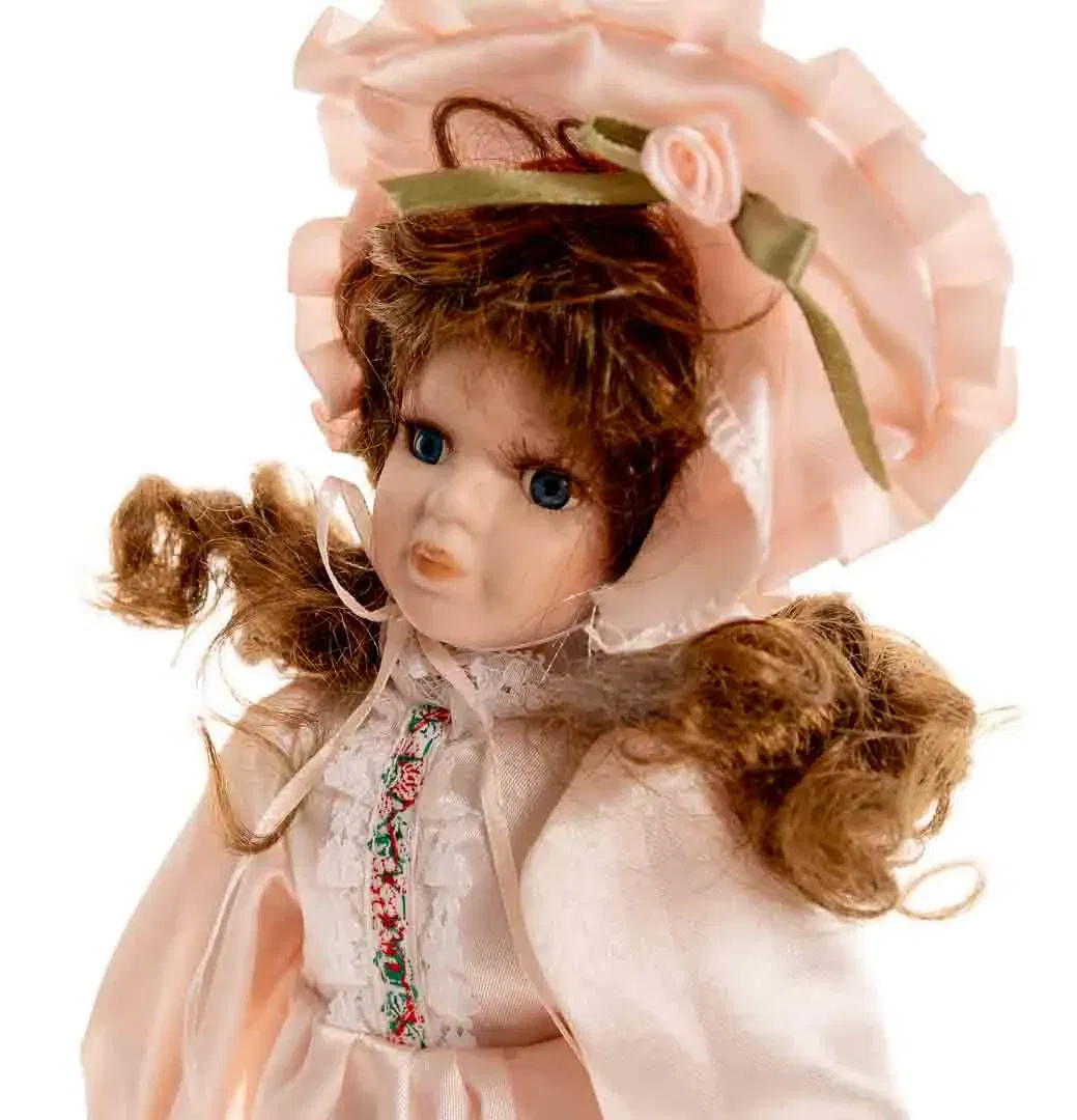  Vintage handbemalte Porzellanpuppe mit Stoffkörper ca 41cm - Bild 1