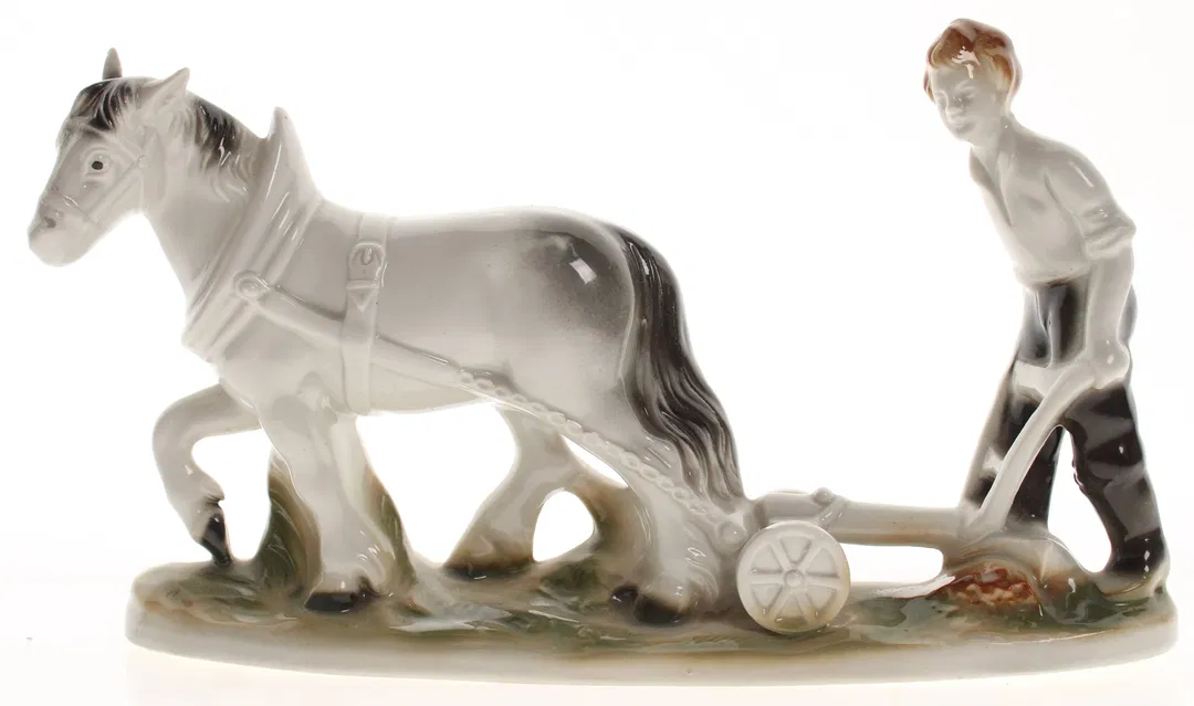 Porzellanfigur Bauer mit Pferdegespann – Handbemalt – Made in Czechoslovakia - Bild 4