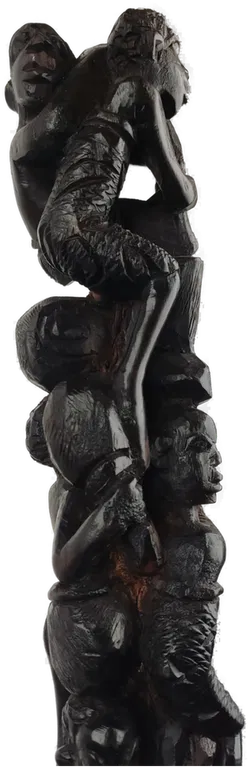 Makonde Lebensbaum Ebenholzfigur schwarz - 111 cm - Bild 3