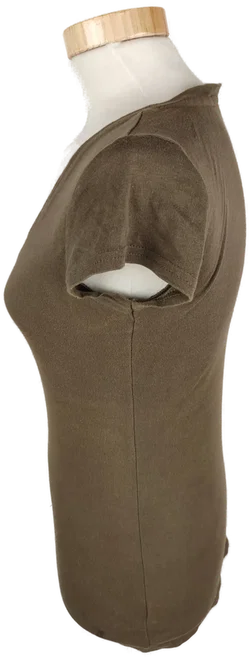 T-Shirt "Tally Basic", kurzarm mit V-Ausschnitt, braun, Größe S – Vorschau 2
