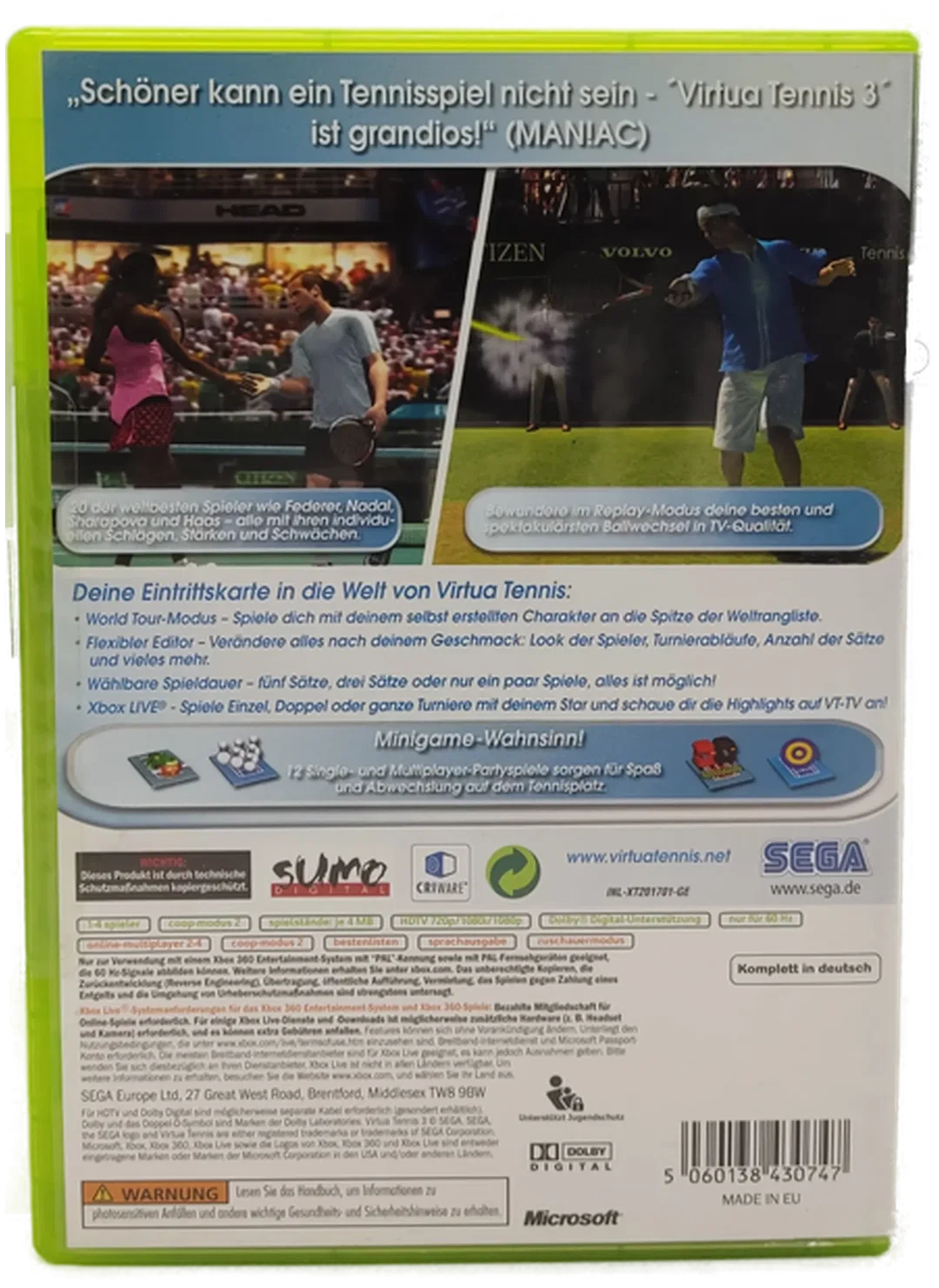 XBOX 360 Game "Virtua Tennis 3"  – Bild 2