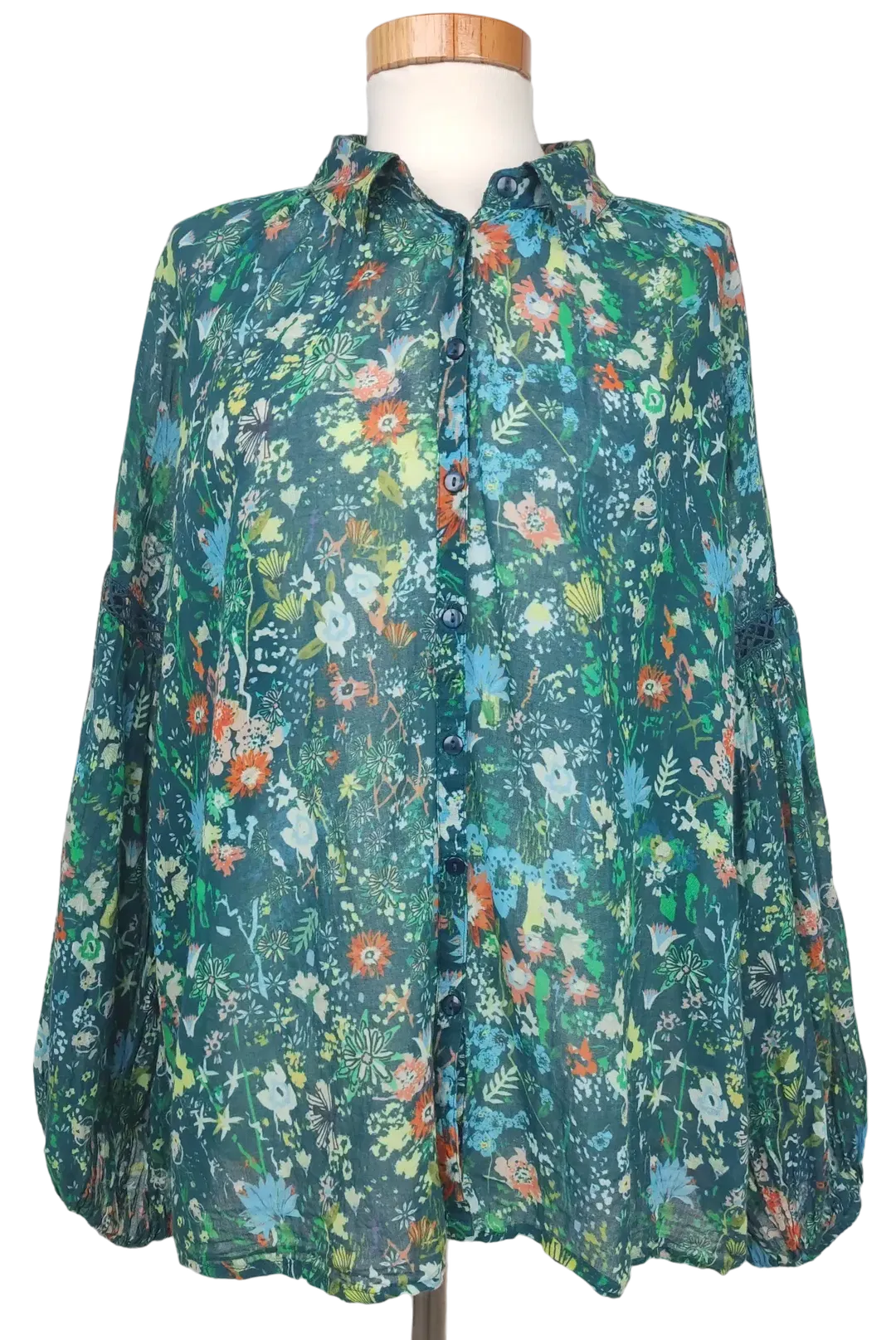 POM Amsterdam Damen Bluse, blaugrün - Gr. M - Bild 1