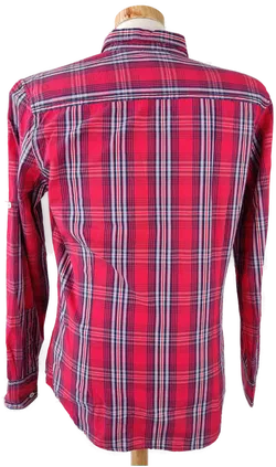 SMOG Herrenhemd rot, kariert - Gr. M (Slim fit) - Bild 3