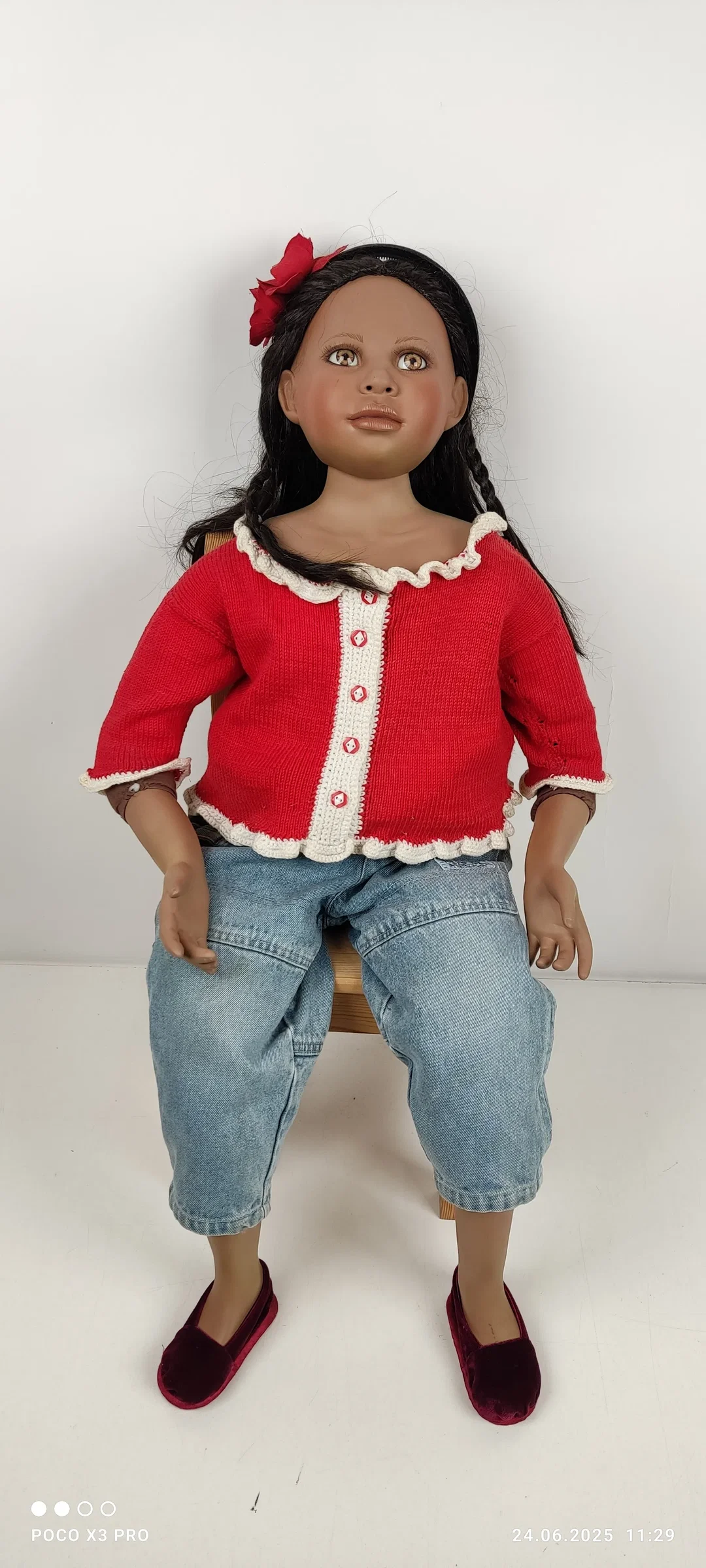 Künstlerpuppe, Christine Orange Porzellanpuppe 