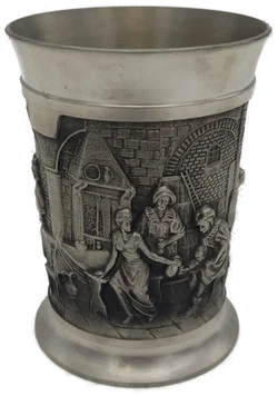 Zinnbecher Set mit Relief, 4 Stück, ca. 9–10 cm - Bild 2