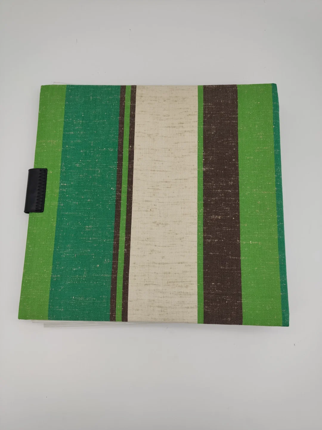 Vintage Schallplattenalbum/Sammelalbum mit 16 Plastikhüllen - grün/braun/natur – Bild 2