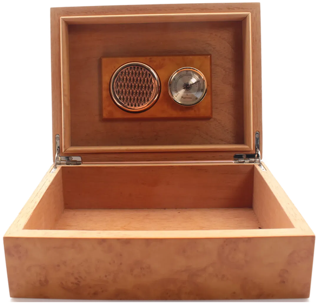 Zigarren-Humidor mit Hygrometer & Aschenbecher – Edles Wurzelholz-Design - Bild 1