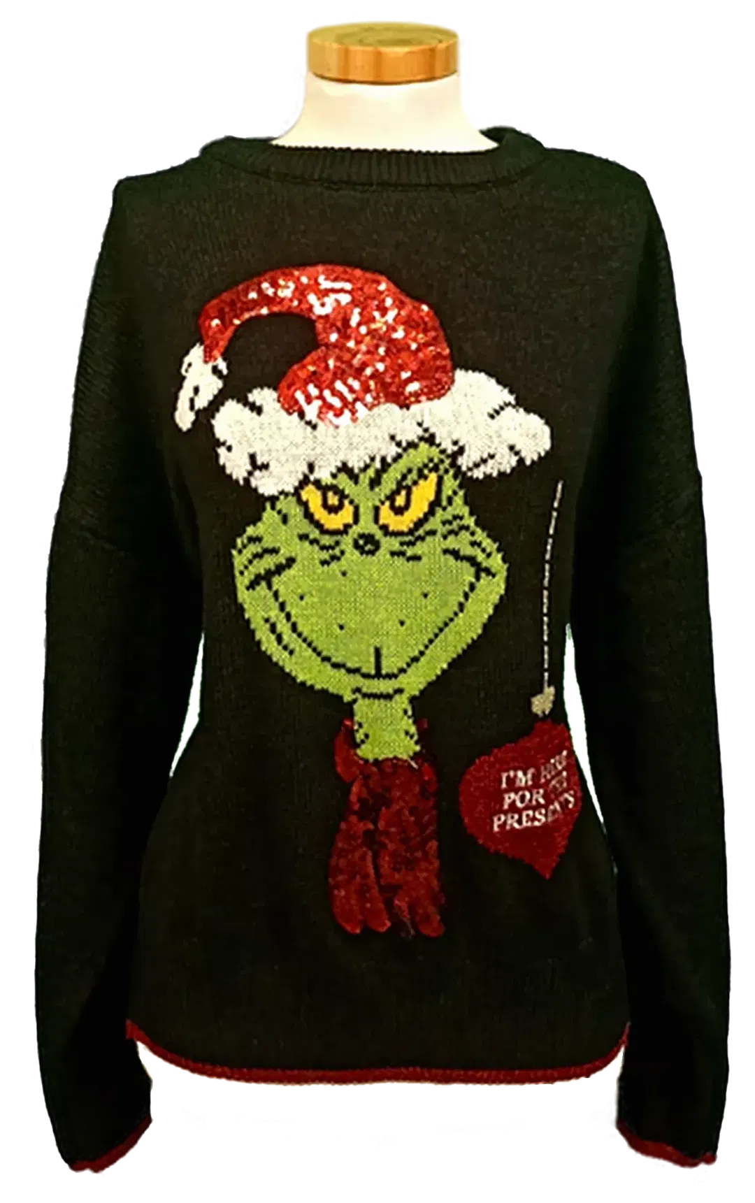 The Grinch Weihnachtspullover schwarz gemustert Gr. XL - Bild 4
