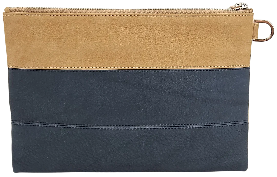 Max V. Koenig Damen Lederkulturbeutel, beige/blau – Bild 2