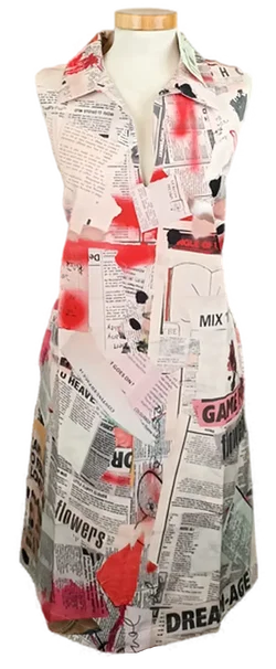 Desigual Damen Midikleid mit Zeitungsmuster Gr. L