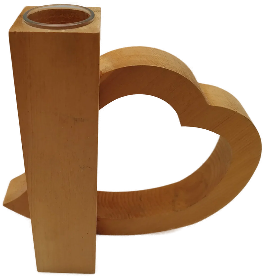 Herzförmiger Kerzenständer aus Holz - 23cm hoch – Bild 3