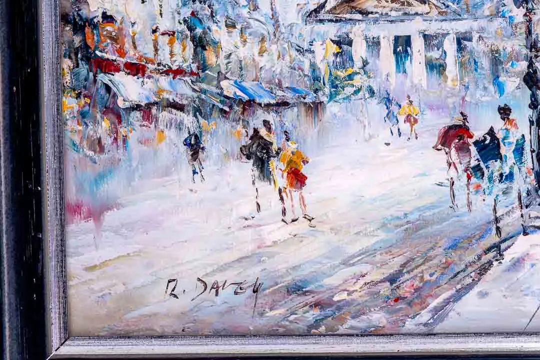 Bild Original Ölgemälde R. Davey Paris Straßenszene Impressionismus Gerahmt 64x54 – Bild 2