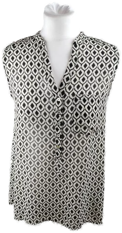 H&M Damenbluse Gr. 36, Weiß-Schwarz Gemustert | Casual-Chic