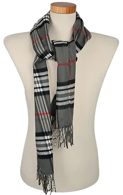 Schal, grau/kariert - Bild 1