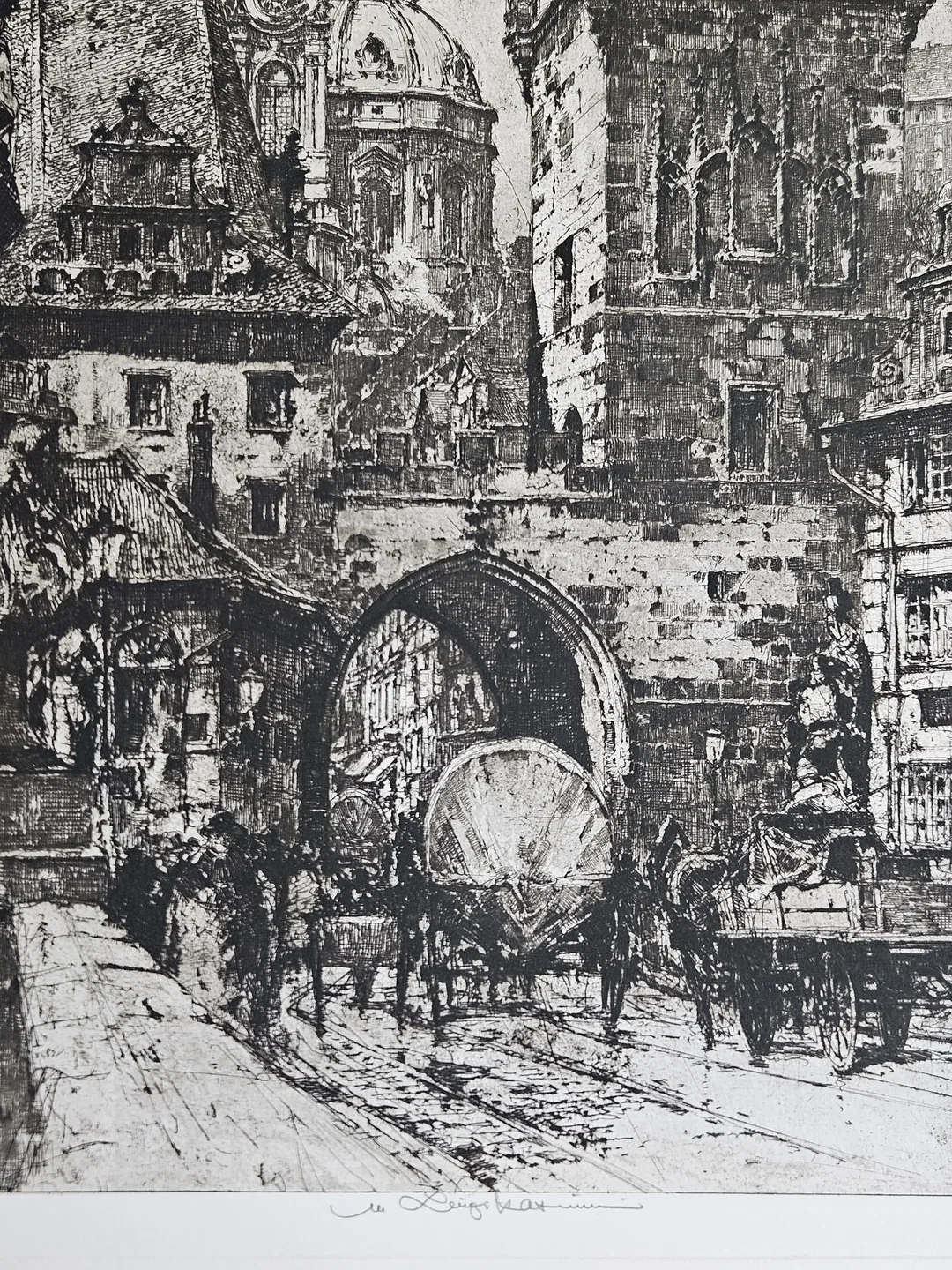 Karlsbrücke Prag - Luigi Kasimir - Radierung  – Bild 3
