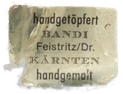 Steinzeug Karaffe von Bandi, Feistriz Österreich, handgetöpfert, handgemalt. D 22 cm / H 16,5 cm – Vorschau 5