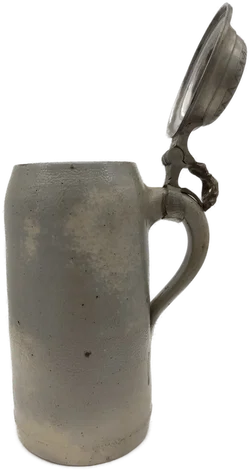 Bierkrug Steinzeug mit Geprägter Zinndeckel  1 L | Mit Charakterspur - Bild 7