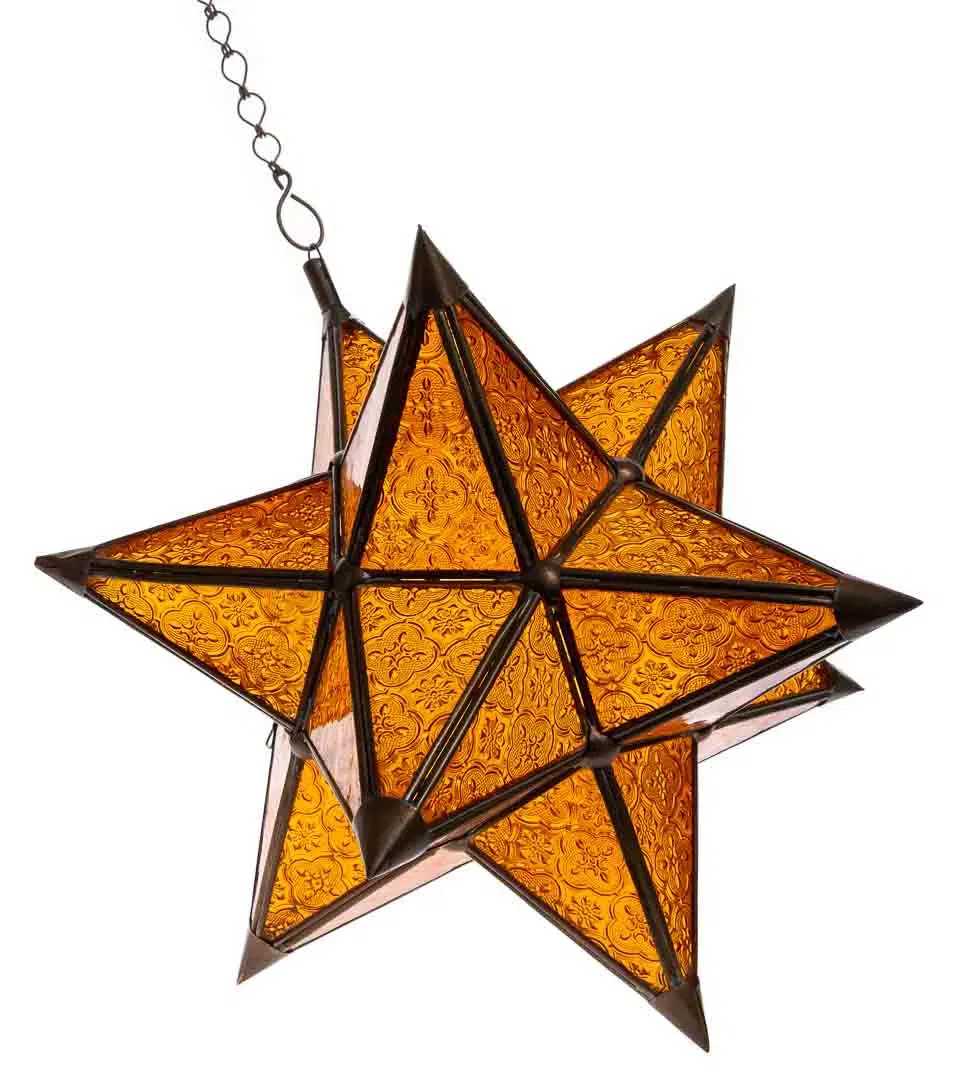 Orientalisch angehauchte Vintage Deko in Sternform zum Aufhängen, orange-gold - Bild 1