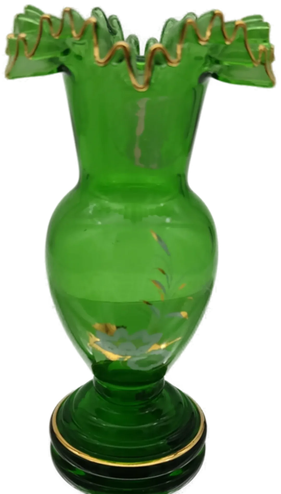 Bohemia Kristallvase mit Blumenmotiv | Handbemaltes Unikat – Bild 1