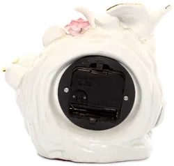 Porzellan Uhr mit Vögeln und Rosen – Weiß/Gold – Vintage Tischuhr – Quartz - Bild 2