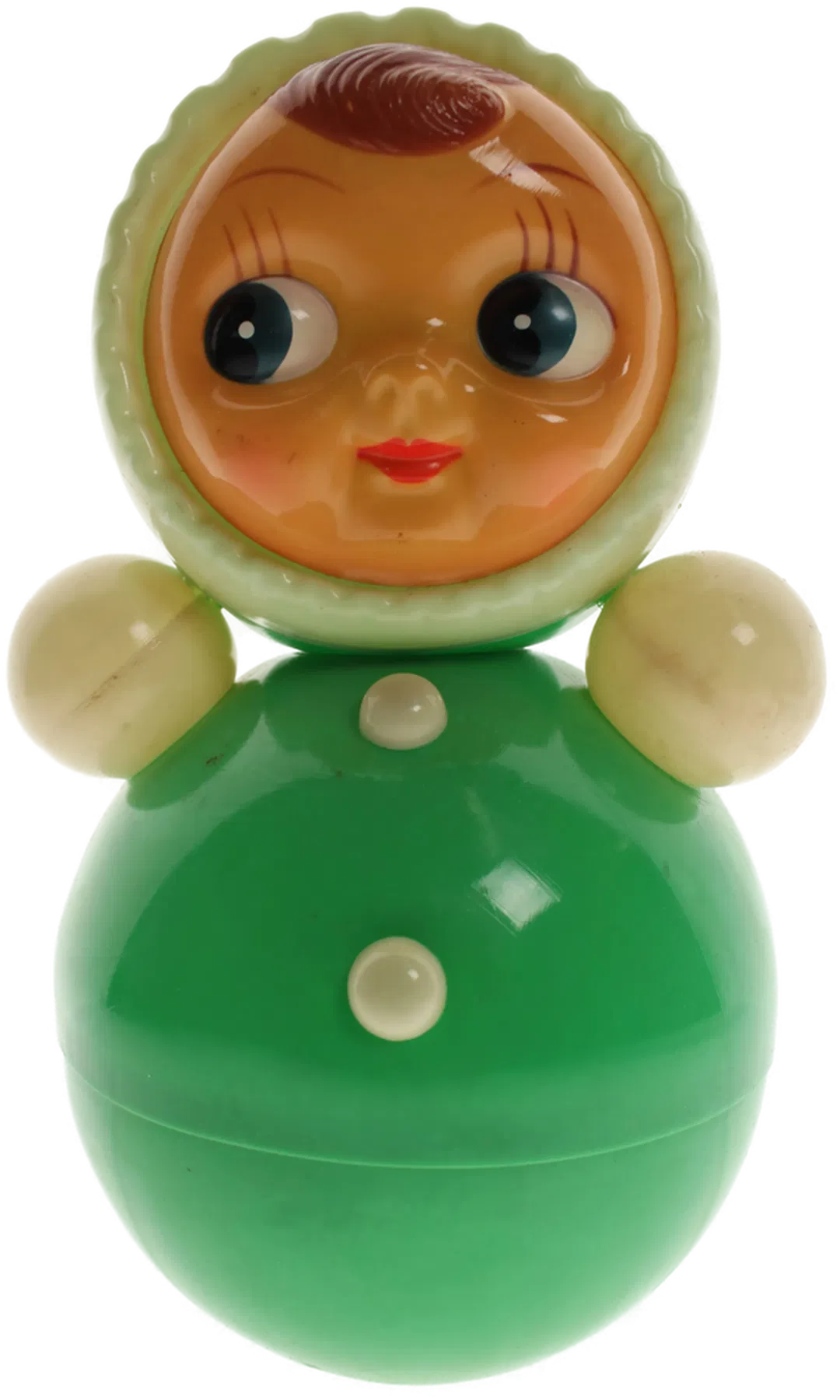 Vintage Stehaufpuppe mit Geräuschfunktion – ca. 22,5 cm – Kunststoff – Klassisches Babyspielzeug – Sammlerstück - Bild 1