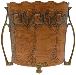 Antiker Jugendstil Vase von Carl Deffner aus Kupfer und Messing um 1900 – Vorschau 4