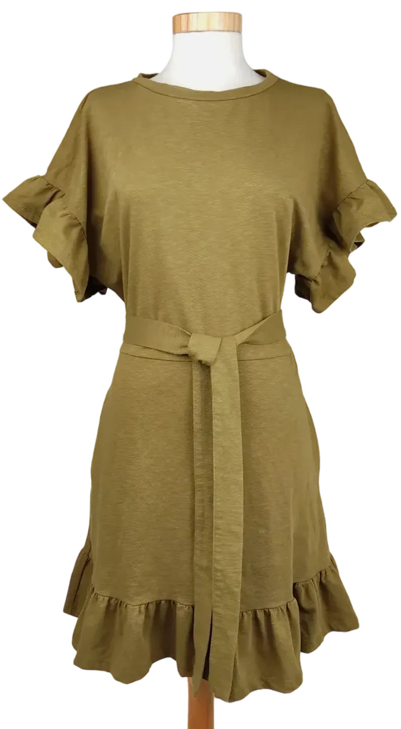 H&M Damen Midikleid, oliv - Gr. L - Bild 4