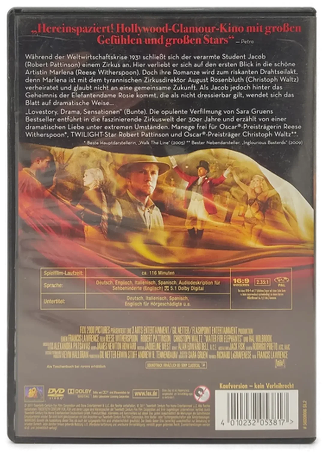 DVD "Wasser für die Elefanten" mit Reese Whiterspoon und Robert Pattinson – Bild 2