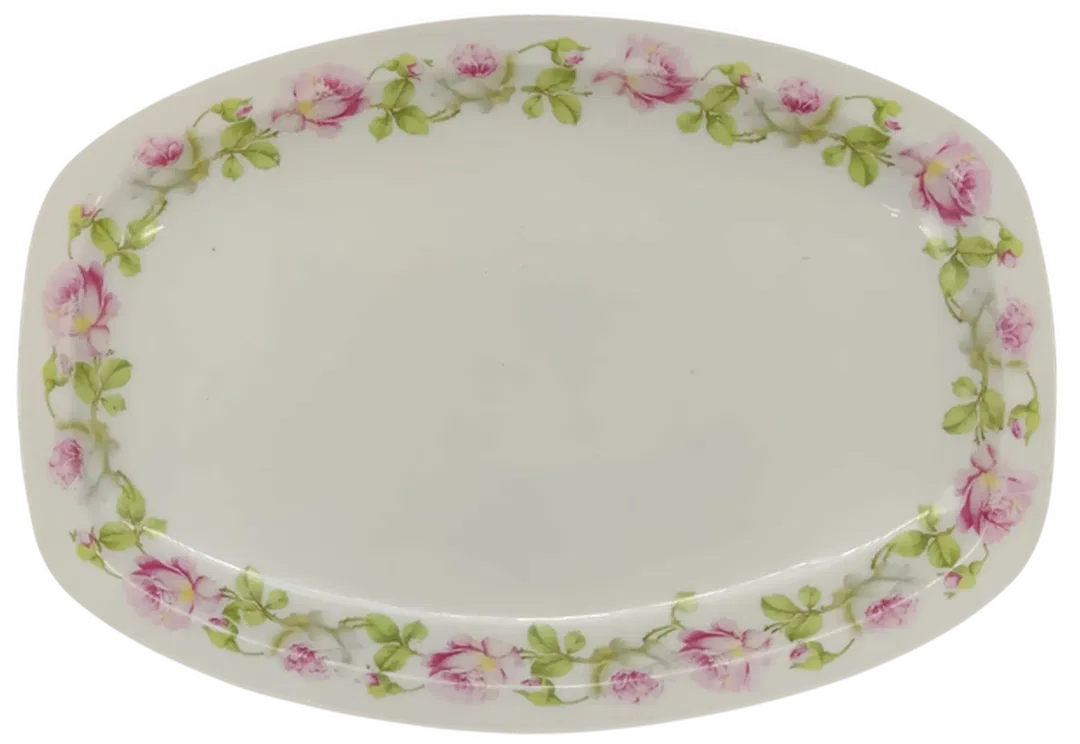 Comte Harrach Karlsbad Teller in weiß mit Blumenmuster, Länge 28,5cm - Bild 1