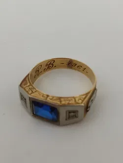 Vintage-Ring aus Gold 18 Karat mit blauem Stein - Bild 7