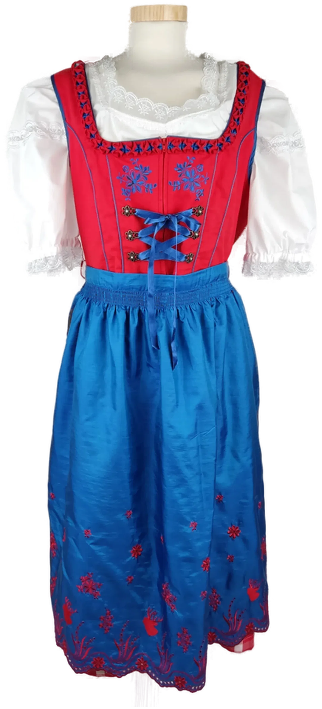 Dirndl 'Emilia Lay' rot/blau, Größe 46 – Bild 7