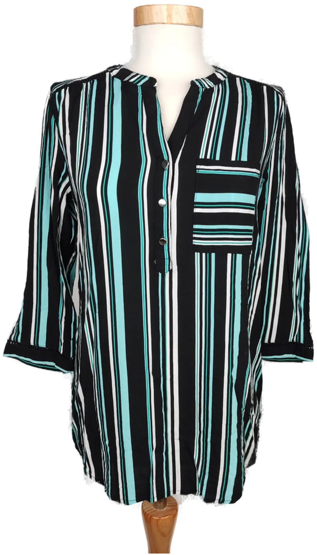 C&A Damen Bluse schwarz/blau/weiß gestreift - S/36 - Bild 1