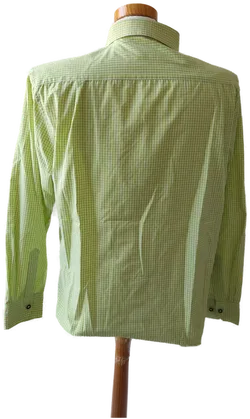ALPIN Herren Trachtenhemd langärmlig - hellgrün und weiß kariert - Gr. XL - Bild 3