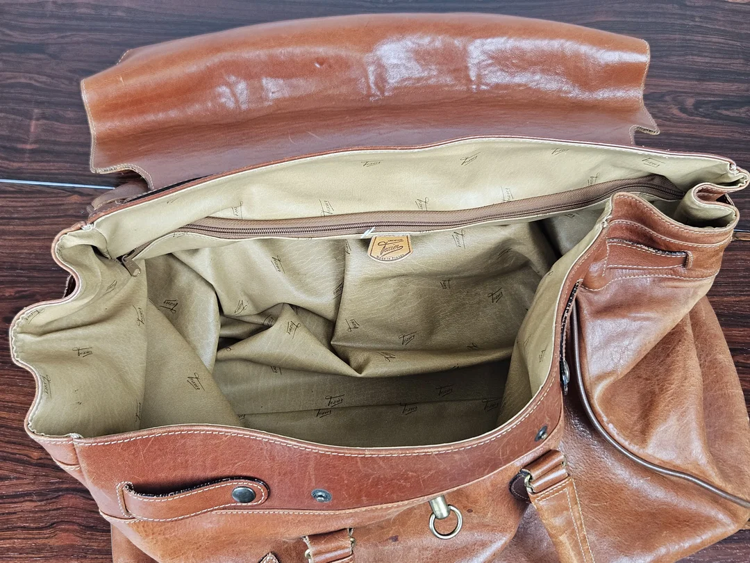 Texier Vintage Leder Reisetasche, braun  – Bild 9