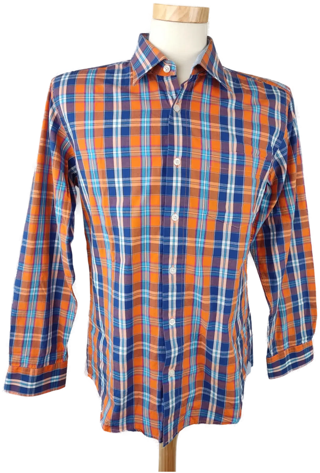 Tom Ramsey Herrenhemd orange/blau kariert - M - Bild 1