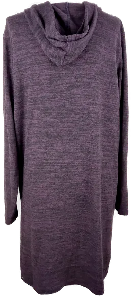 Pullover "Shift Dress Yessica", langarm mit V-Auschnitt und Kapuze, violett/schwarz meliert, Größe M – Bild 3