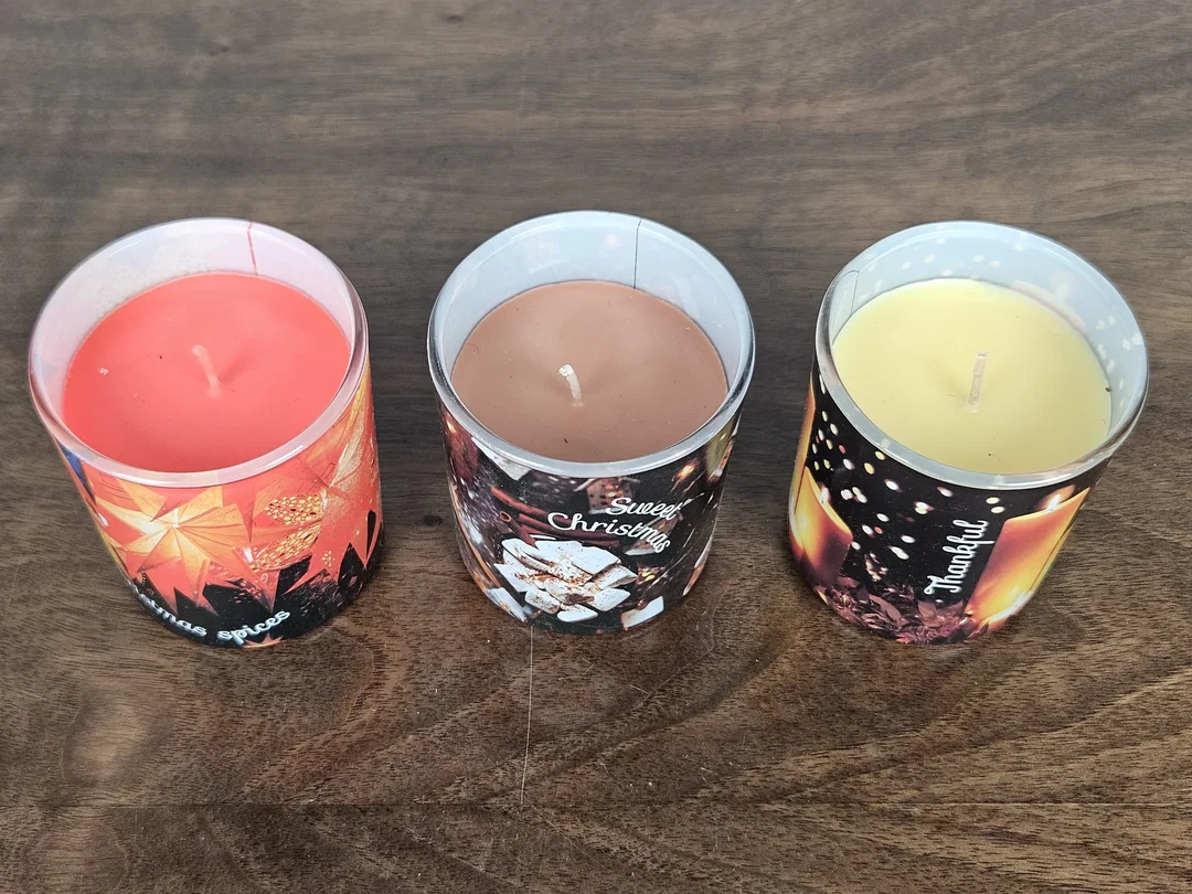 Duftkerzen im Glas - weihnachtliches Motiv - 3 Stück  – Bild 2