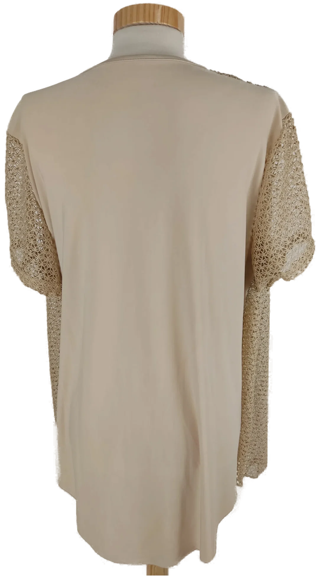 Longshirt "Dives pronto Moda", kurzarm mit Rundhalsausschnitt, beige/bunt mit Strickteil, Größe 44 (geschätzt) – Bild 3