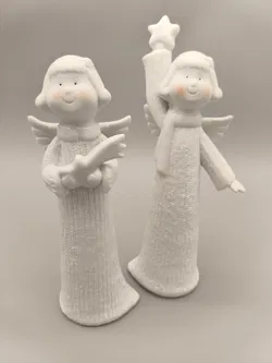 2 Engelfiguren, weiße Keramik - Bild 4