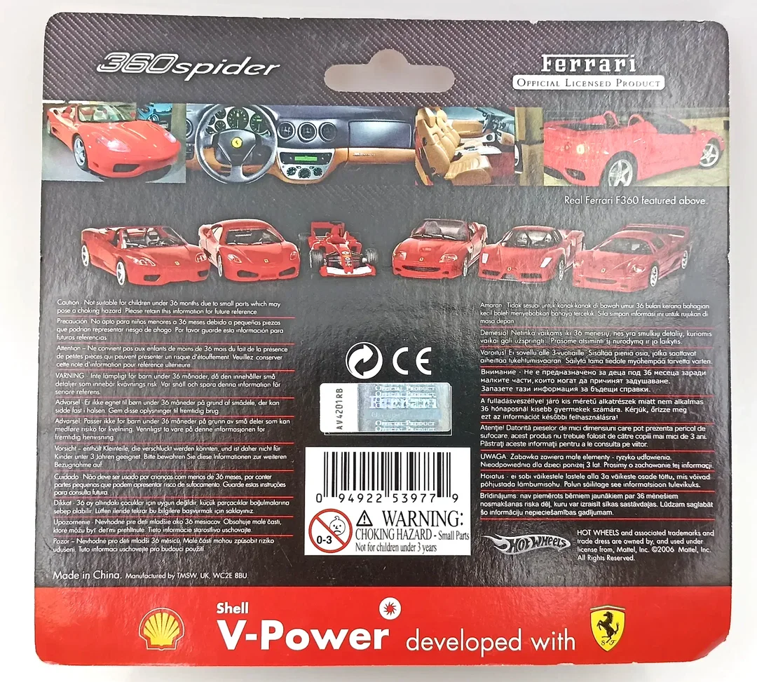 Hot Wheels Shell V-Power Ferrari 360 Spider Modellauto Maßstab 1:38 (OVP) – Bild 3