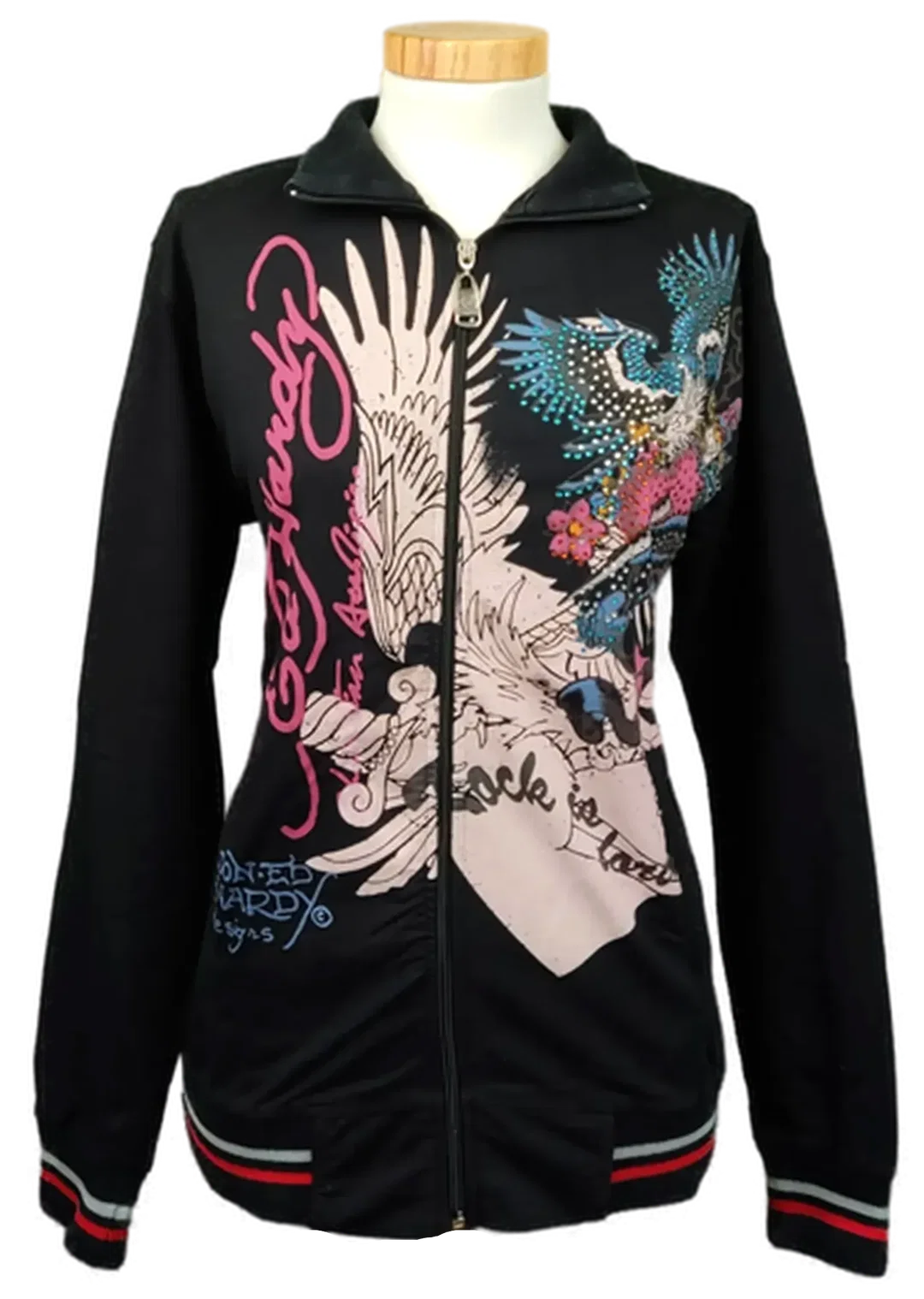 Ed Hardy Damen Zip‑Jacke schwarz gemustert Gr. XXL - Bild 1